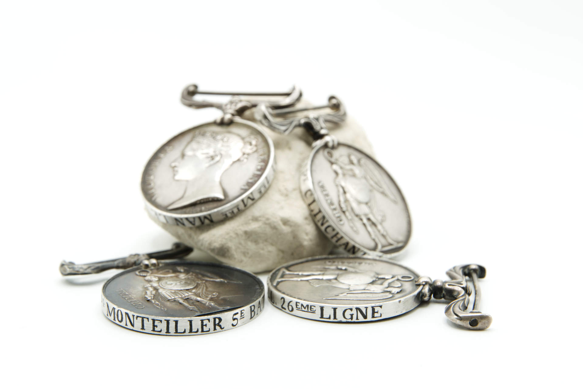 Médaille militaire en argent, lettrine gravée